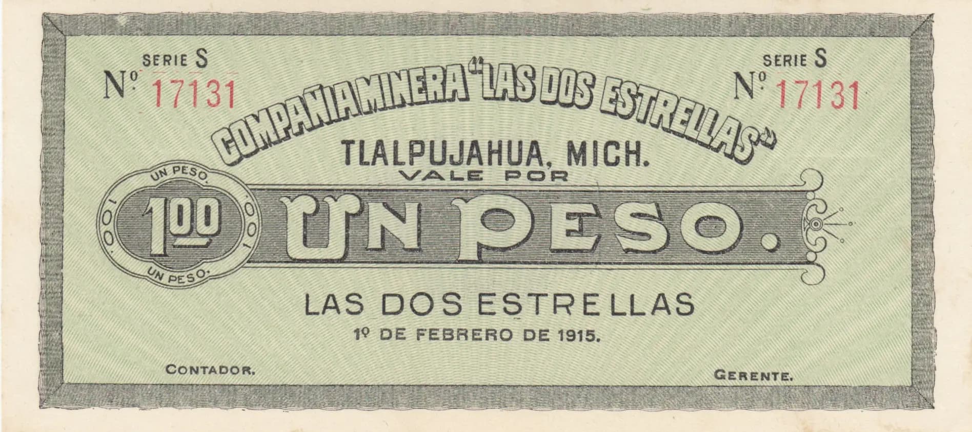 1 peso 1915 from Mexico, P-M3089