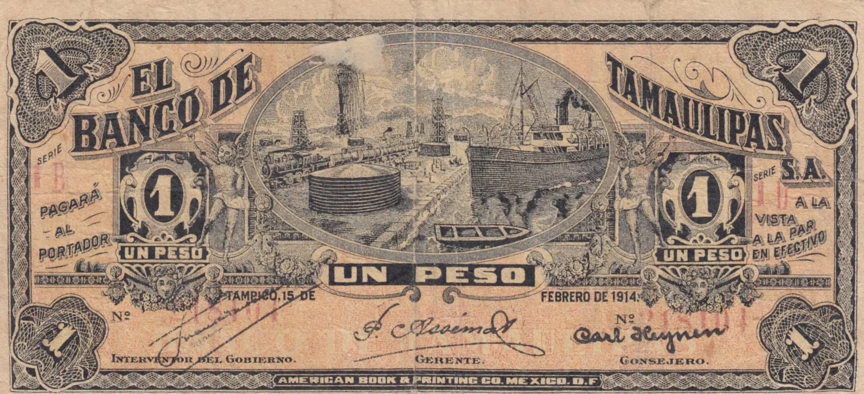 1 peso 1914 from Mexico, P-S436 (1914) — image 1