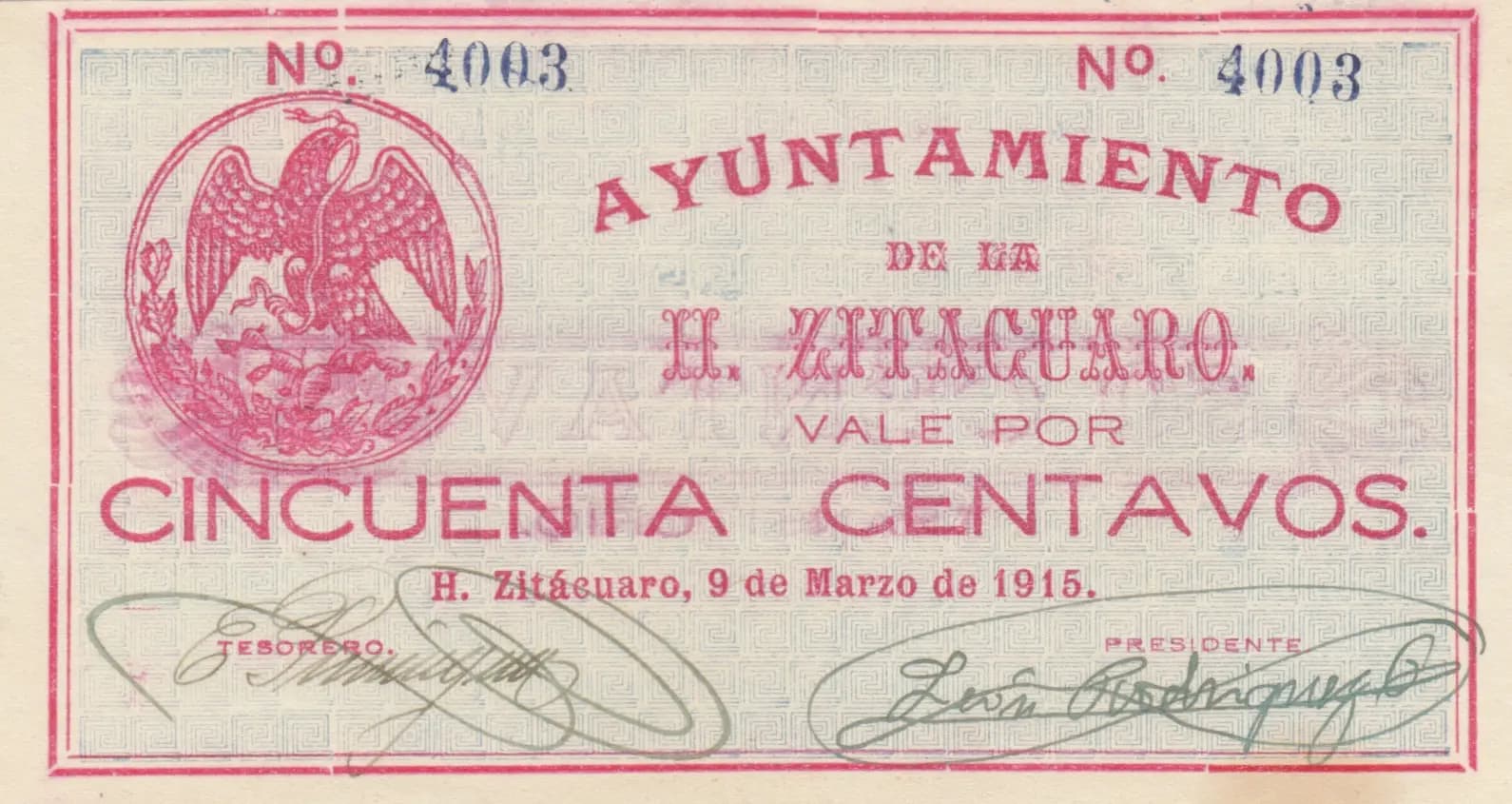 50 centavos 1915 from Mexico, P-M2955 (1915) — image 1