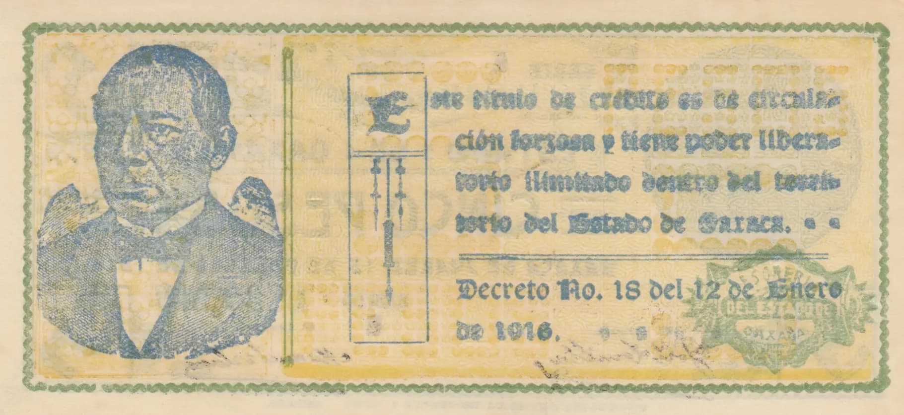 5 pesos 1916 from Mexico, P-S954 (1916) — image 2