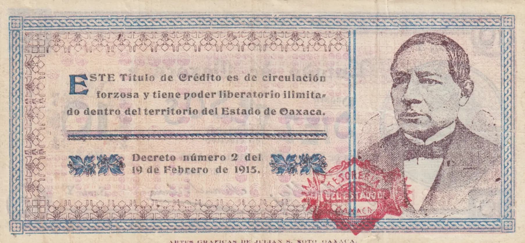 10 pesos 1915 from Mexico, P-S957a1 (1915) — image 2