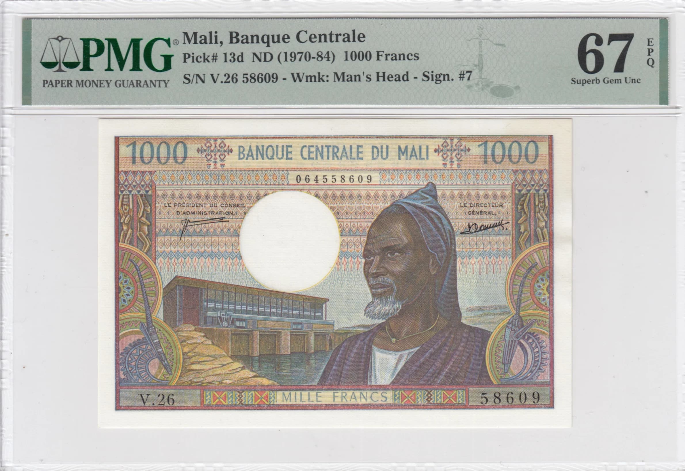 1000 francs 1970 from Mali, P-13d