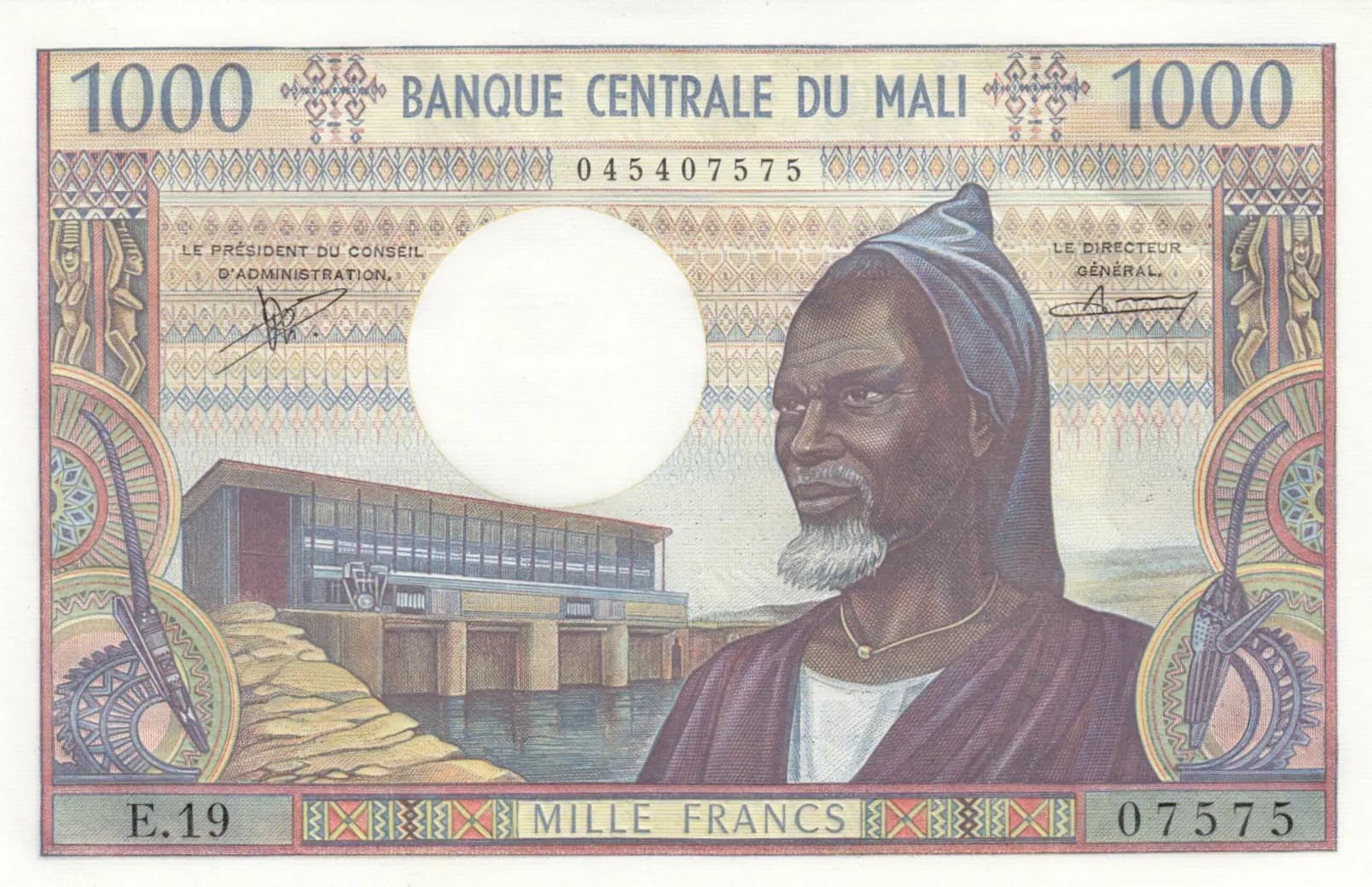 1000 francs 1970 from Mali, P-13b
