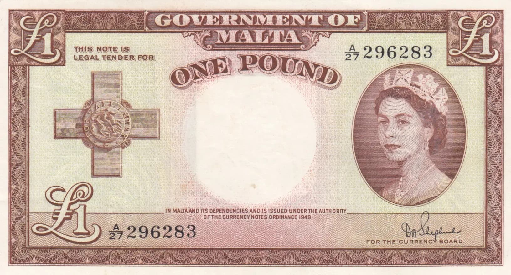 1 pound 1949 from Malta, P-24b