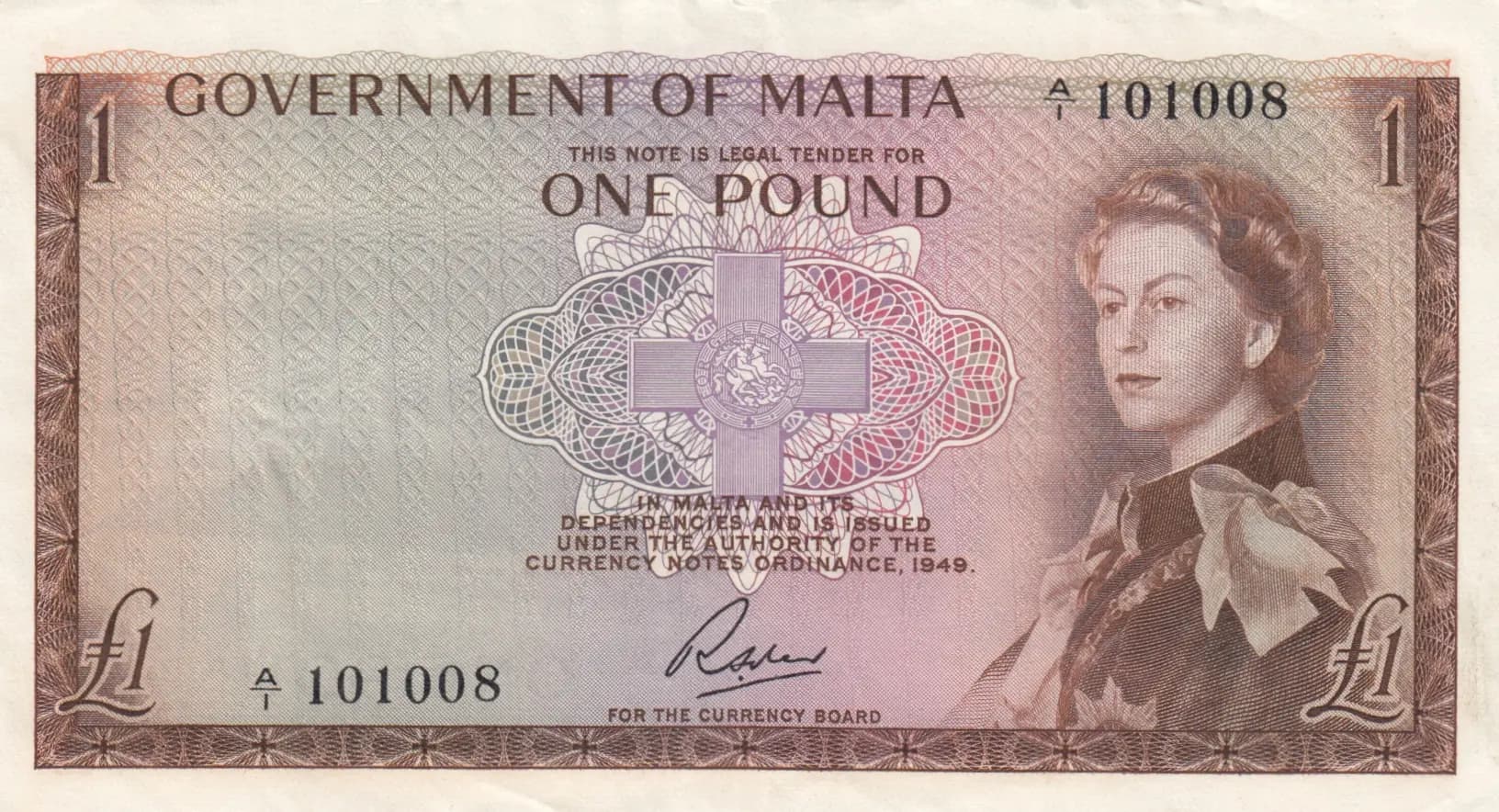 1 pound 1963 from Malta, P-26 (1963) — image 1