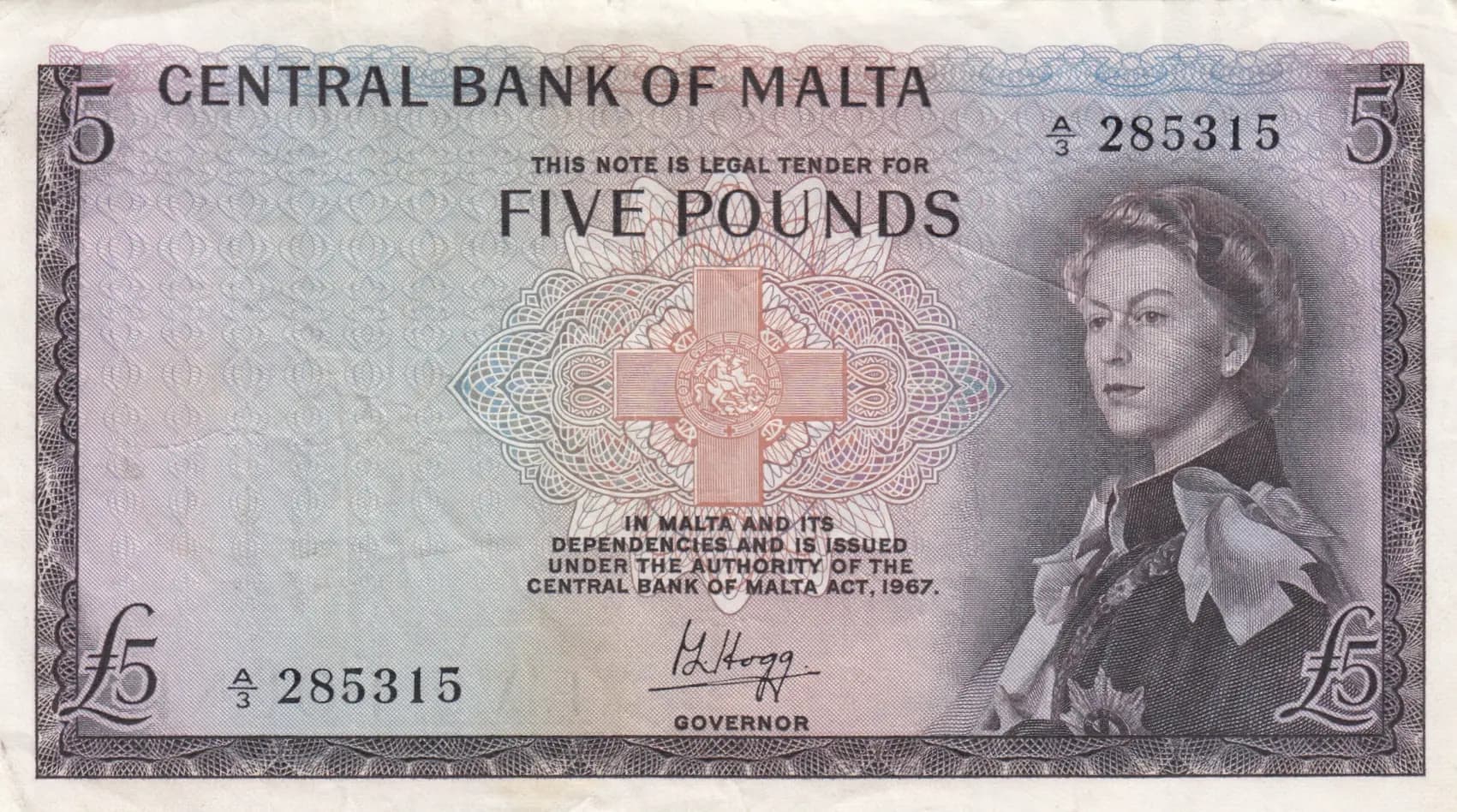 5 pounds 1968 from Malta, P-30 (1968) — image 1