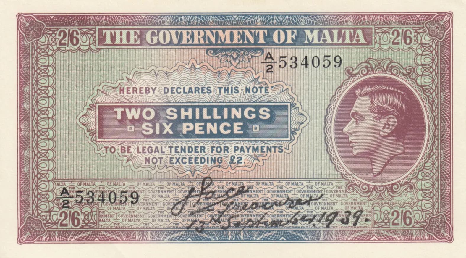 2 shillings 6 pence from Malta, P-11