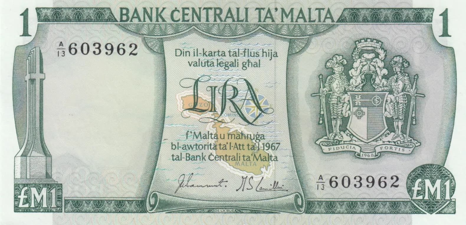 1 pound 1973 from Malta, P-31a (1973) — image 1