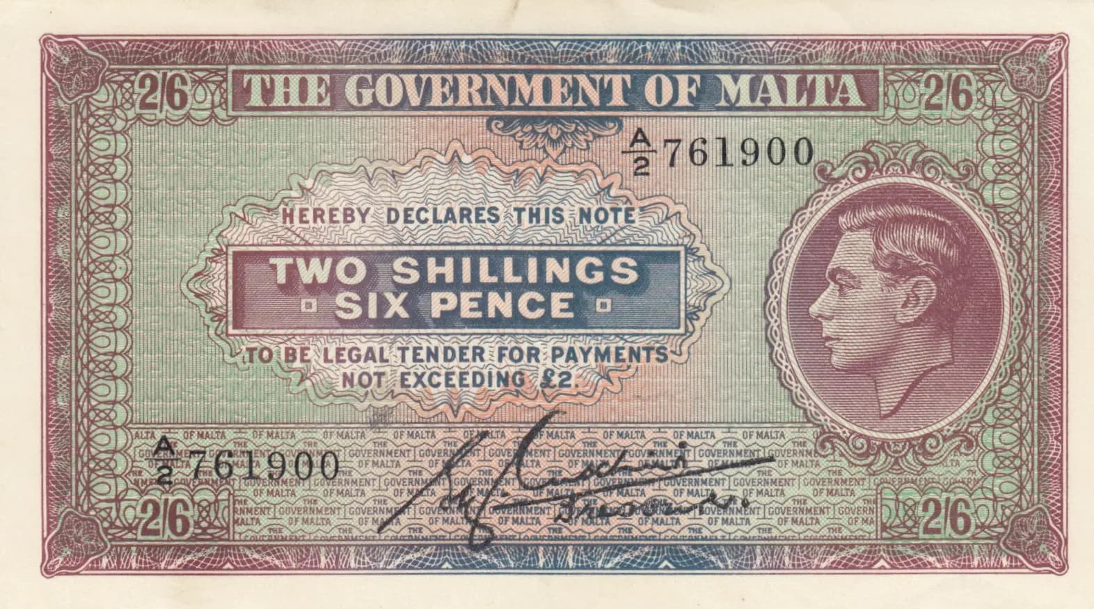 2 shillings 6 pence 1940 from Malta, P-18