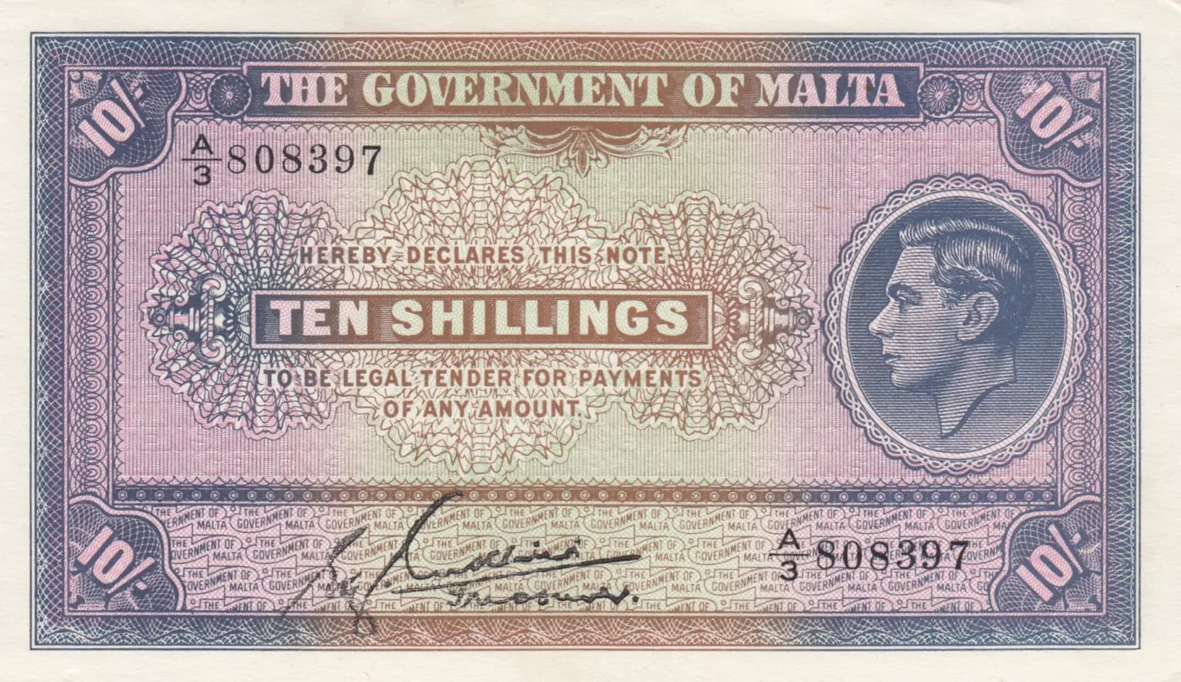 10 shillings 1940 from Malta, P-19 (1940) — image 1