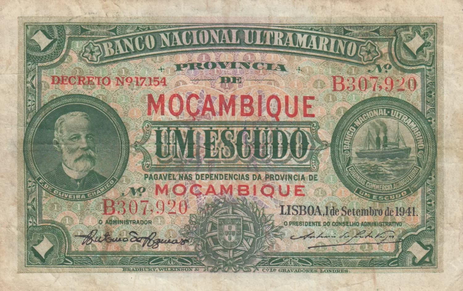 1 escudo 1941 from Mozambique, P-81