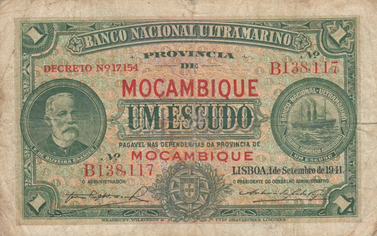 1 escudo 1941 from Mozambique, P-81