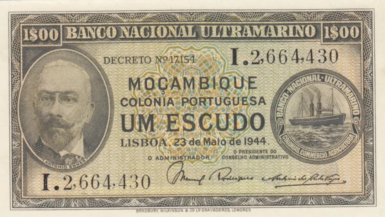 1 escudo 1944 from Mozambique, P-92 (1944) — image 1