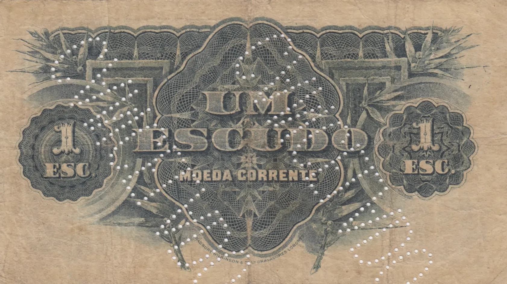1 escudo 1919 from Mozambique, P-R11A (1919) — image 2