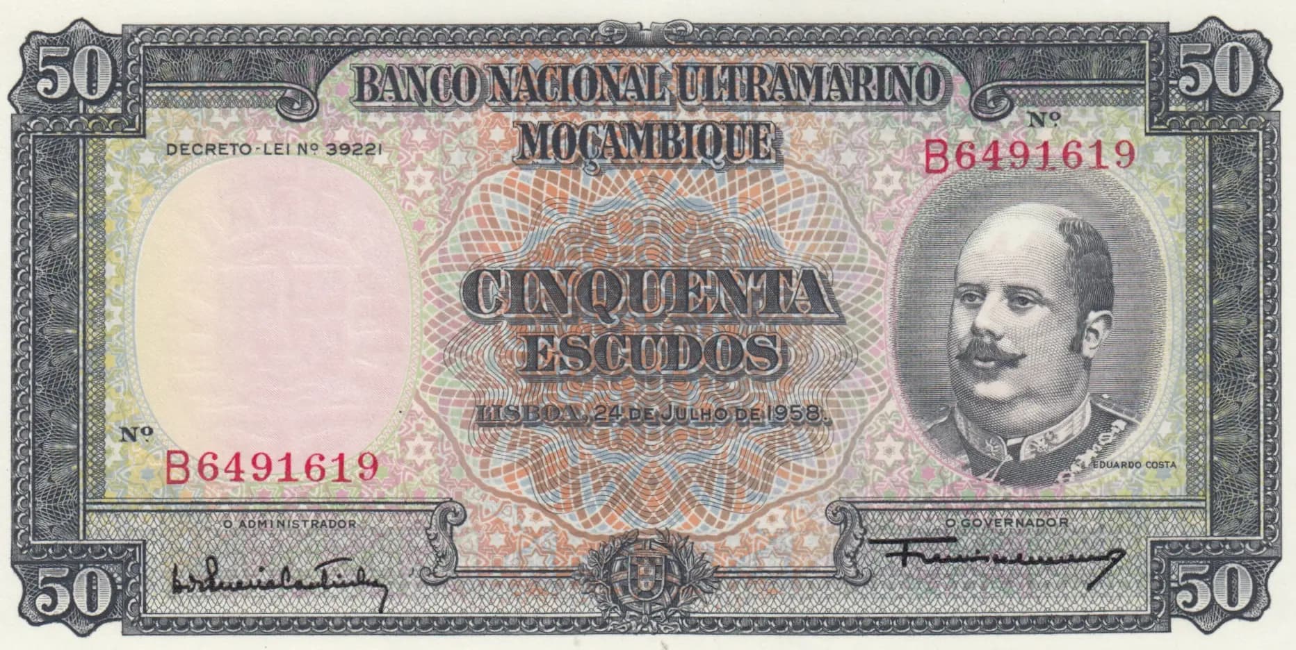 50 escudos 1958 from Mozambique, P-106 (1958) — image 1