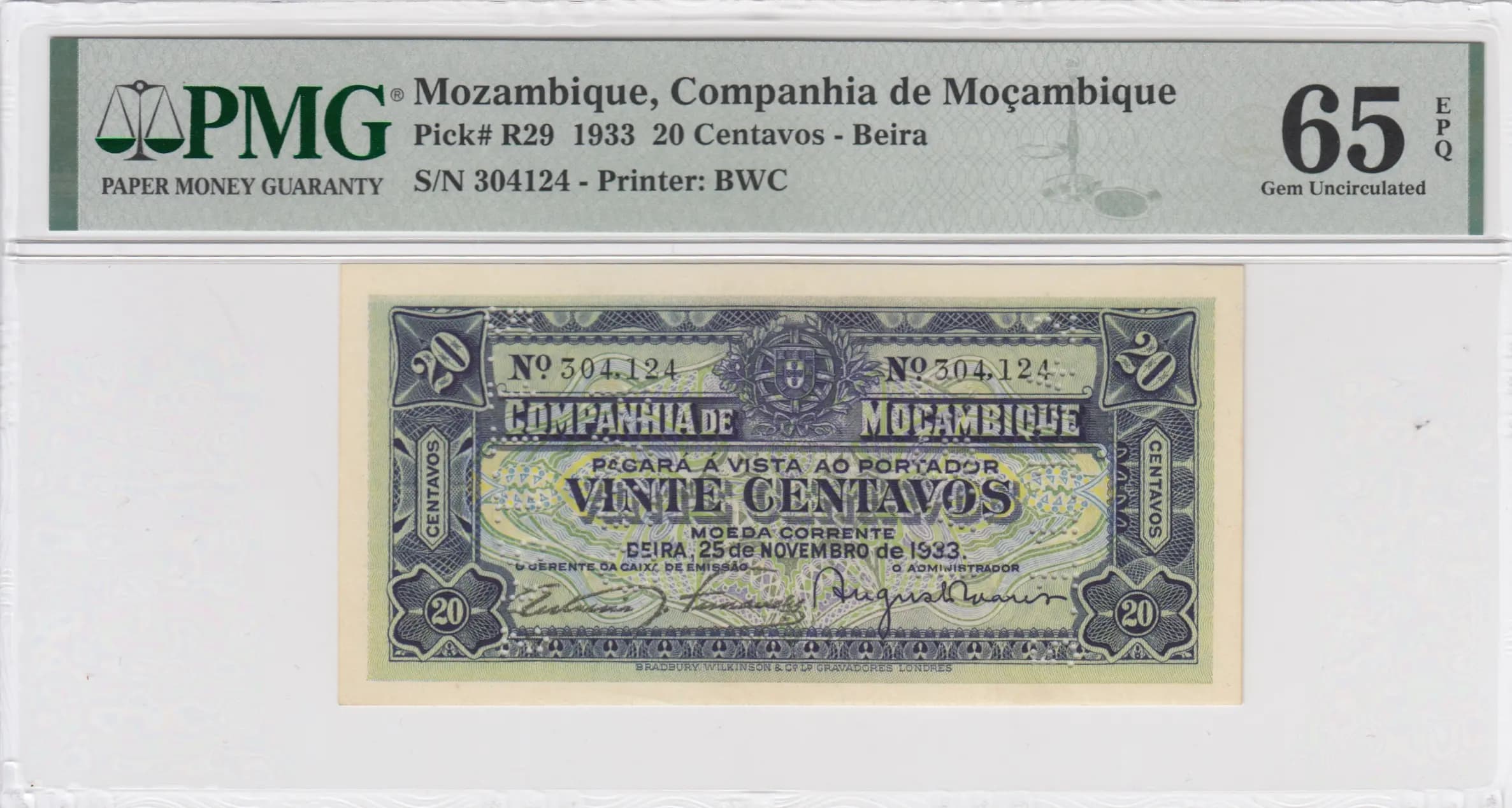20 centavos 1933 from Mozambique, P-R29
