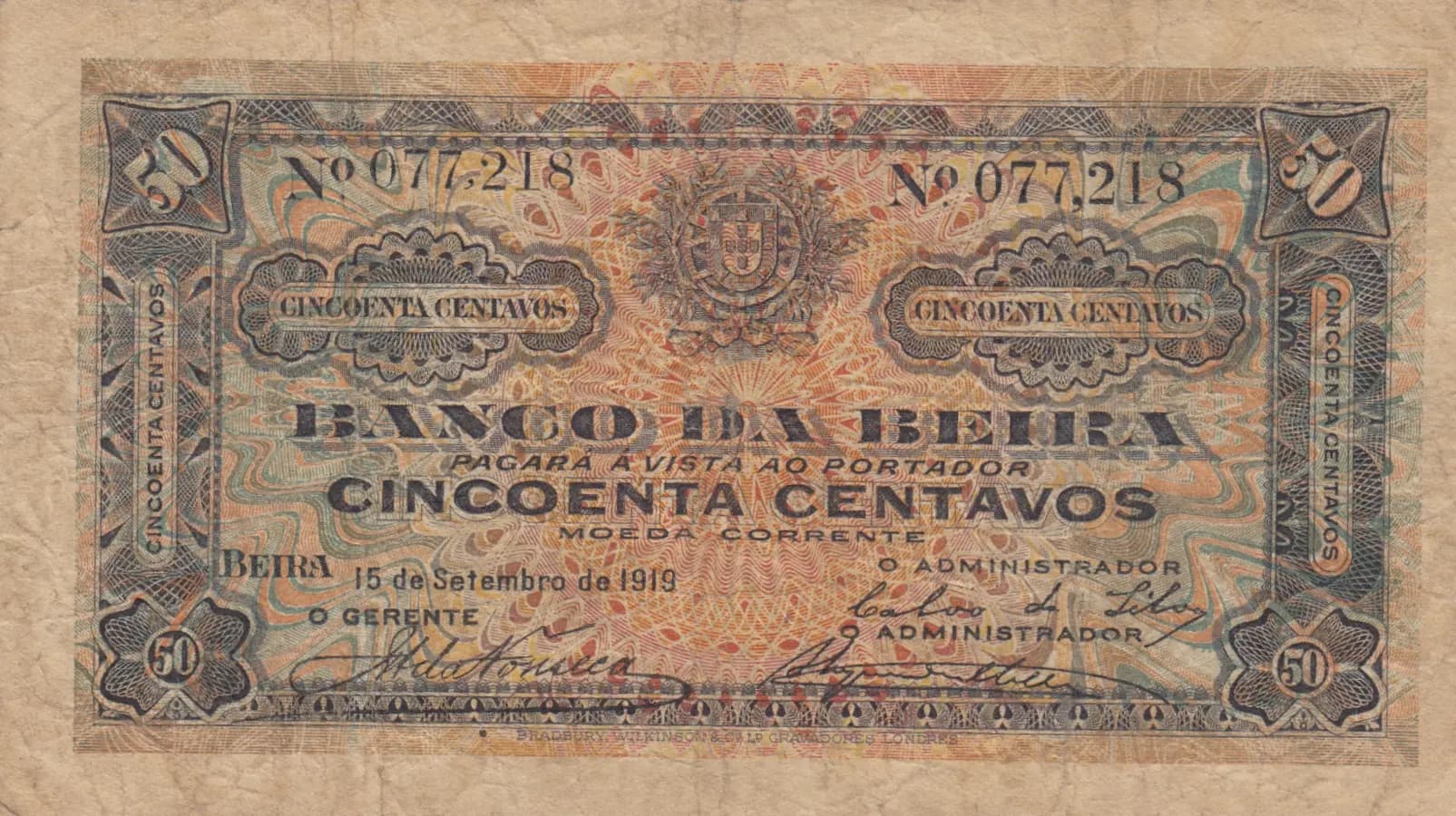 50 centavos 1919 from Mozambique, P-R3b
