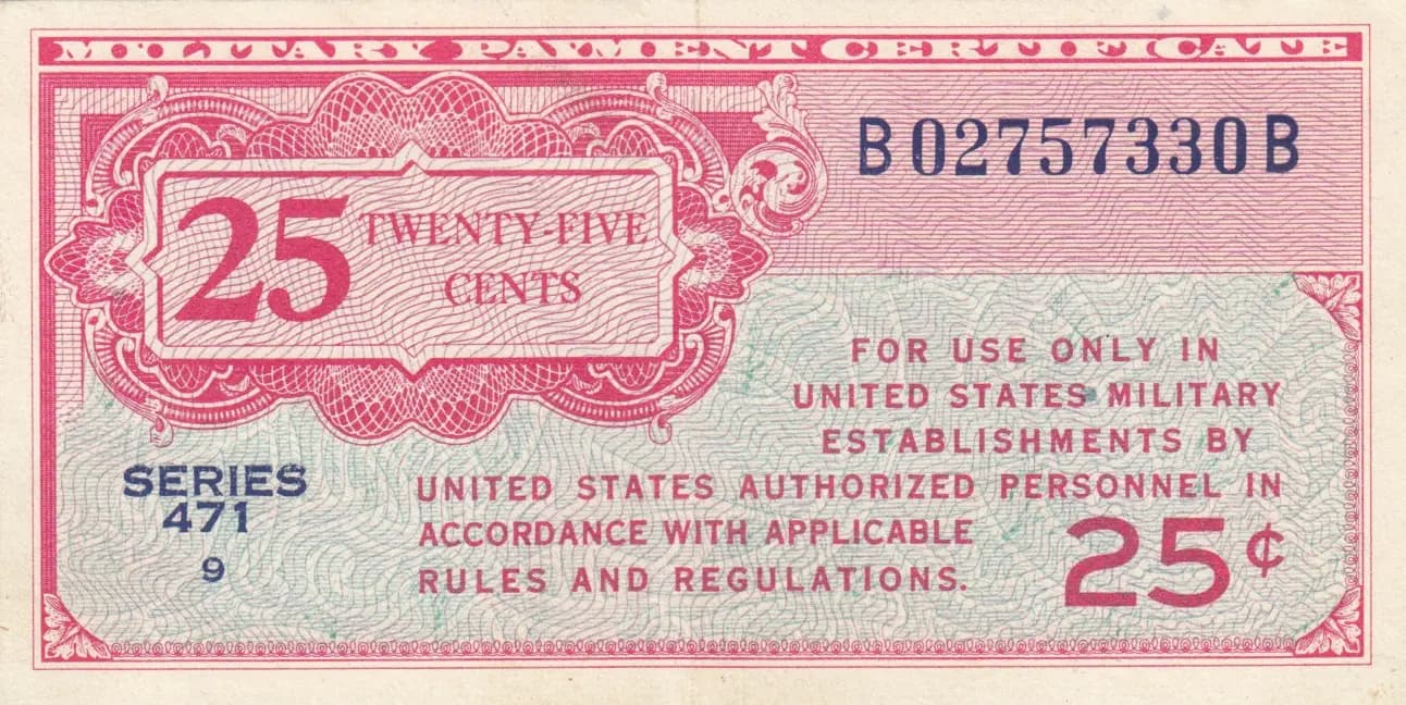 25 cents 1947-48 from United States of America, P-M10 (1947) — image 1