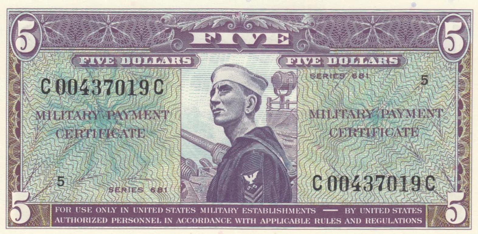 5 dollars 1969 from United States of America, P-M80