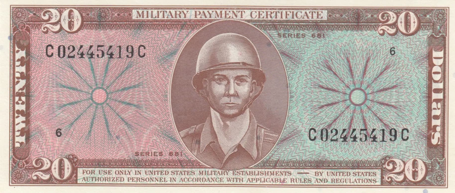 20 dollars 1969 from United States of America, P-M82