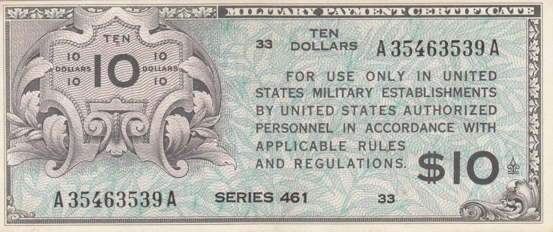 10 dollars 1946-47 from United States of America, P-M7 (1946) — image 1