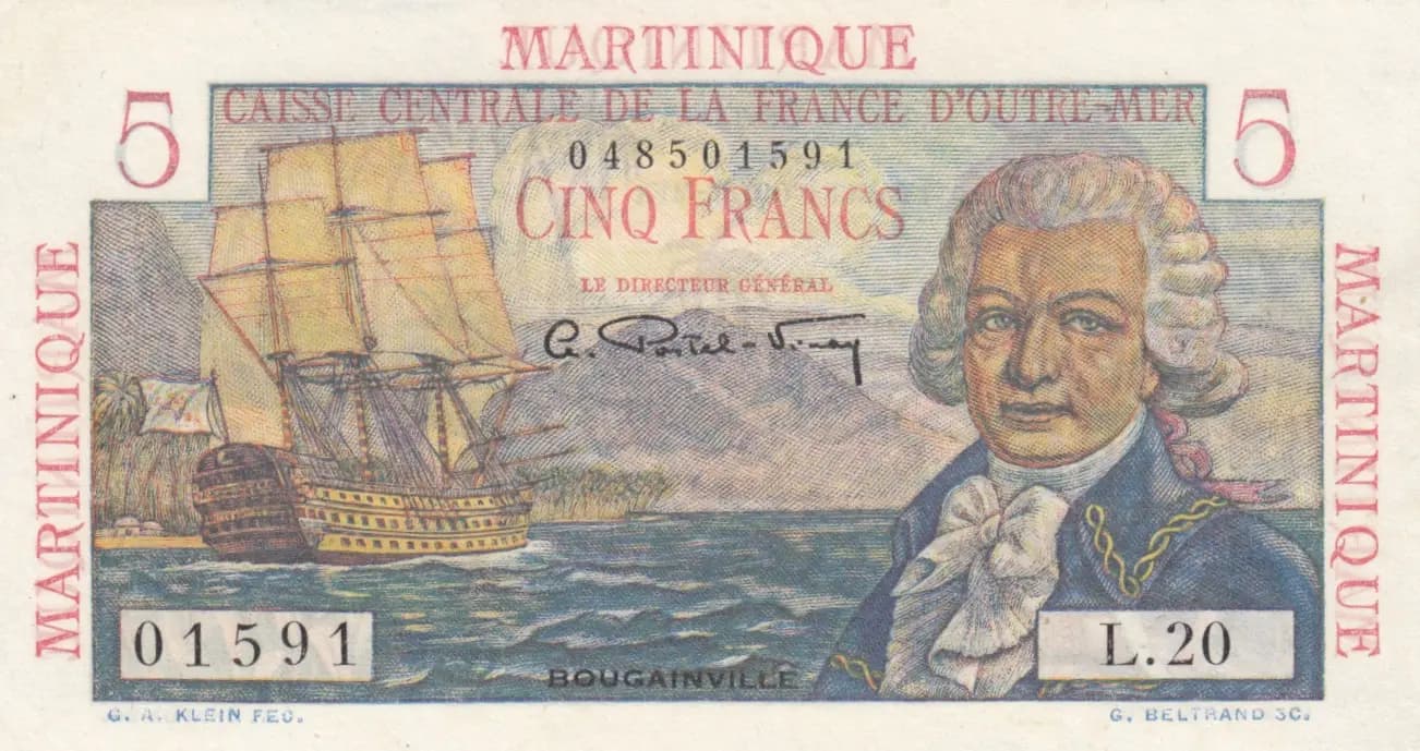 5 francs 1947 from Martinique, P-27