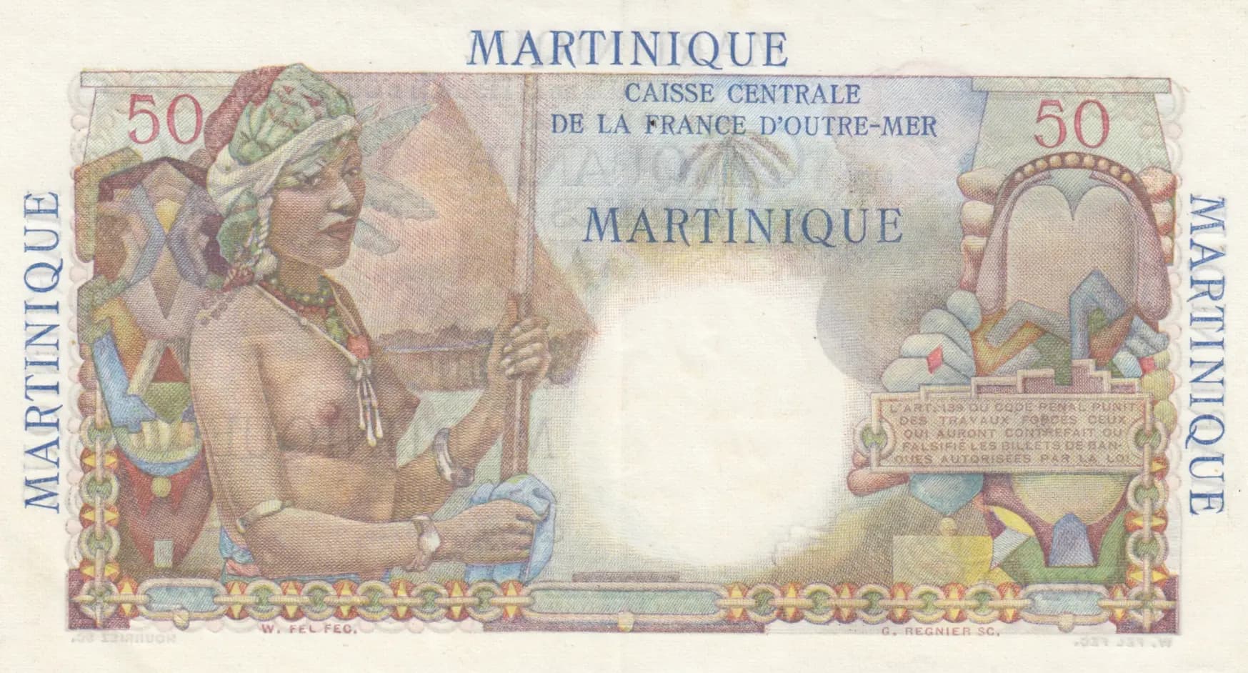 50 francs 1947 from Martinique, P-30 (1947) — image 2
