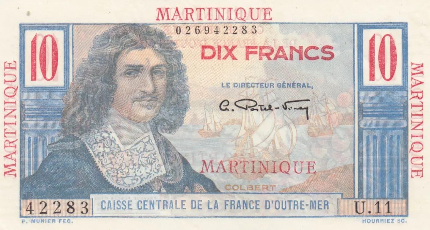 10 francs 1947 from Martinique, P-28