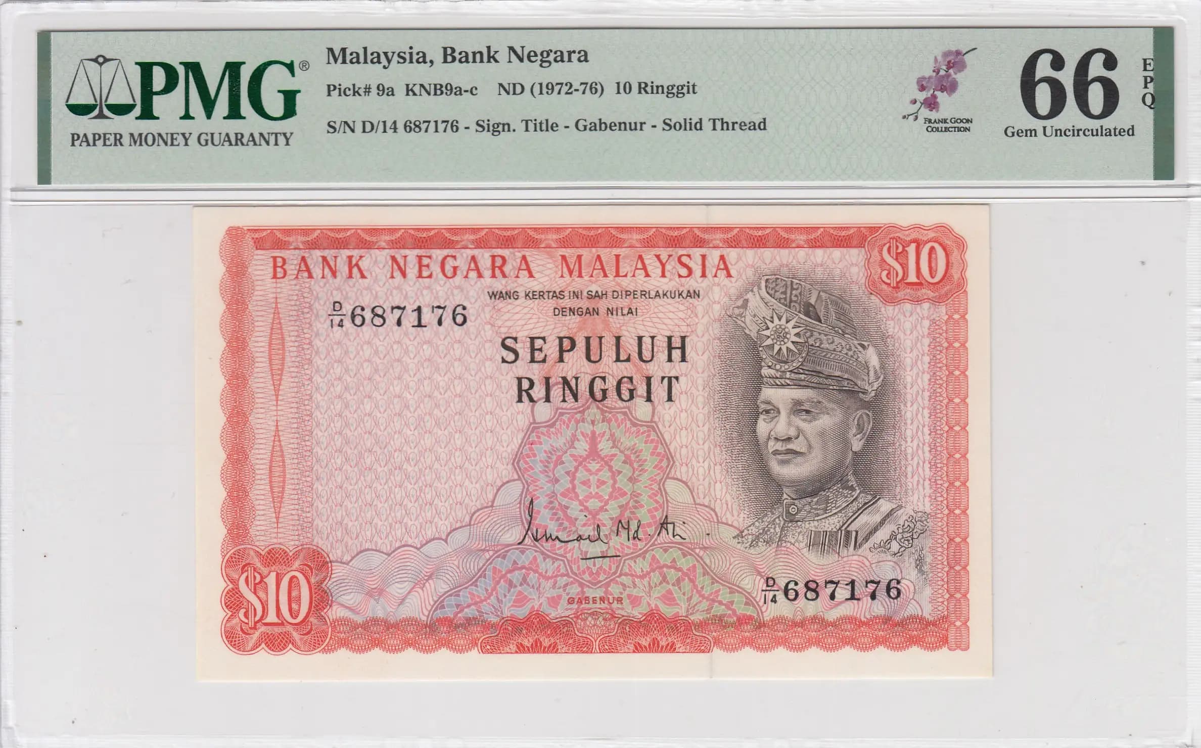 10 ringgit 1972 from Malaysia, P-9a