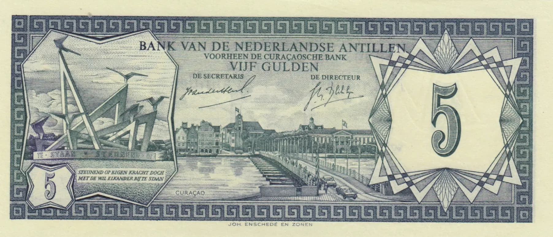 5 gulden 1967 from Netherlands Antilles, P-8a (1967) — image 2