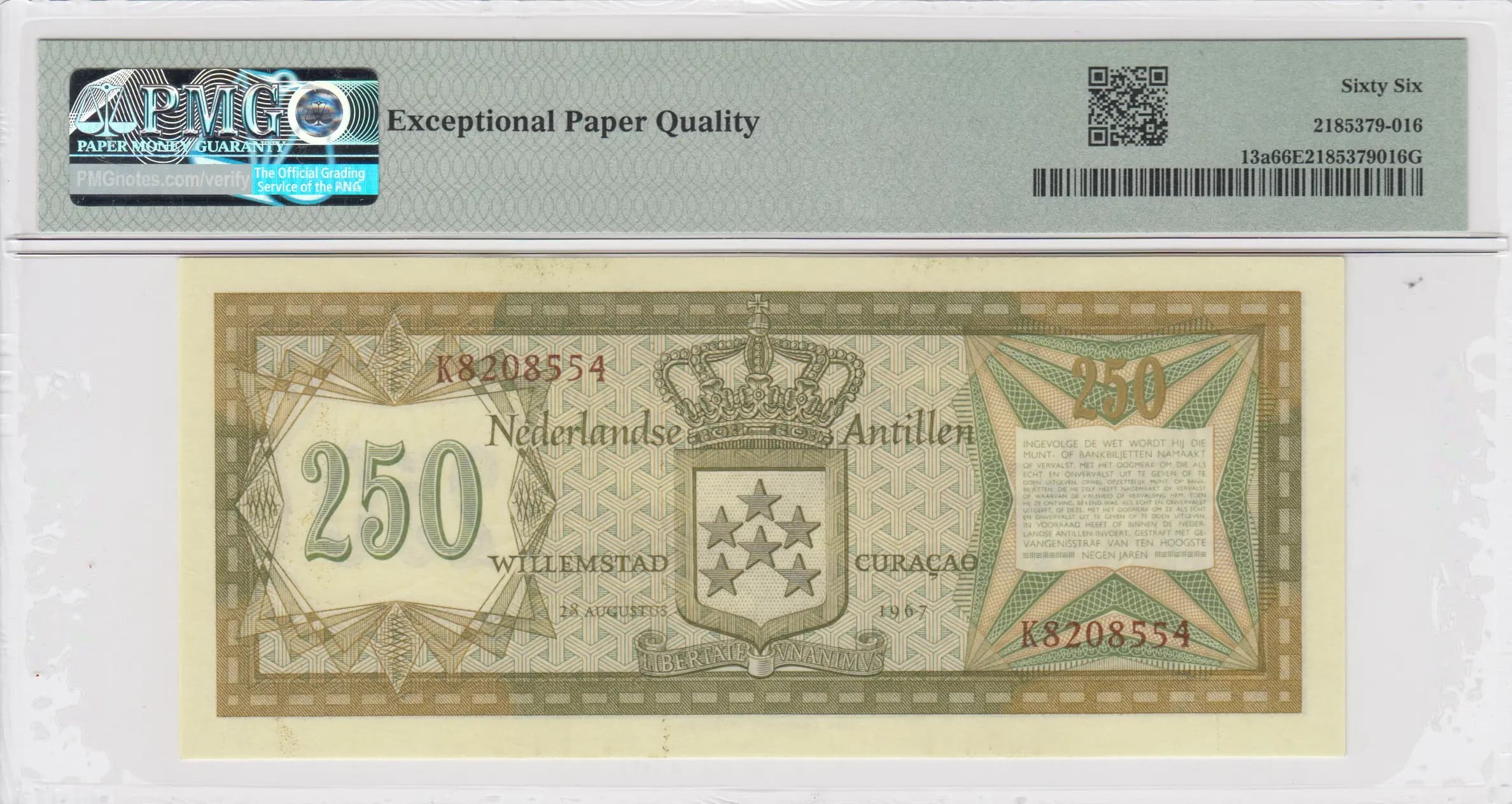 250 gulden 1967 from Netherlands Antilles, P-13a (1967) — image 2