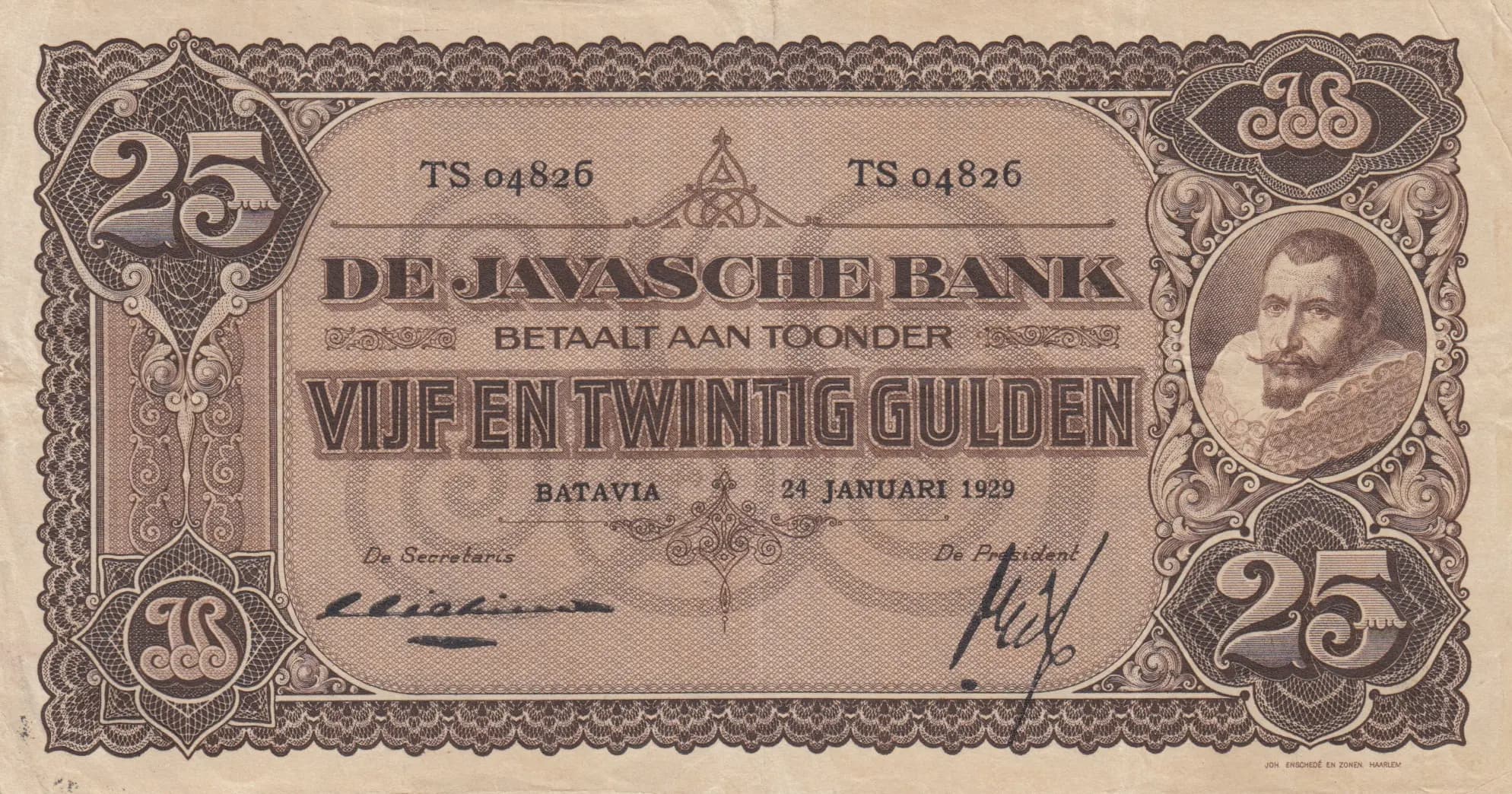 25 gulden 1929 from Netherlands Indies, P-71b