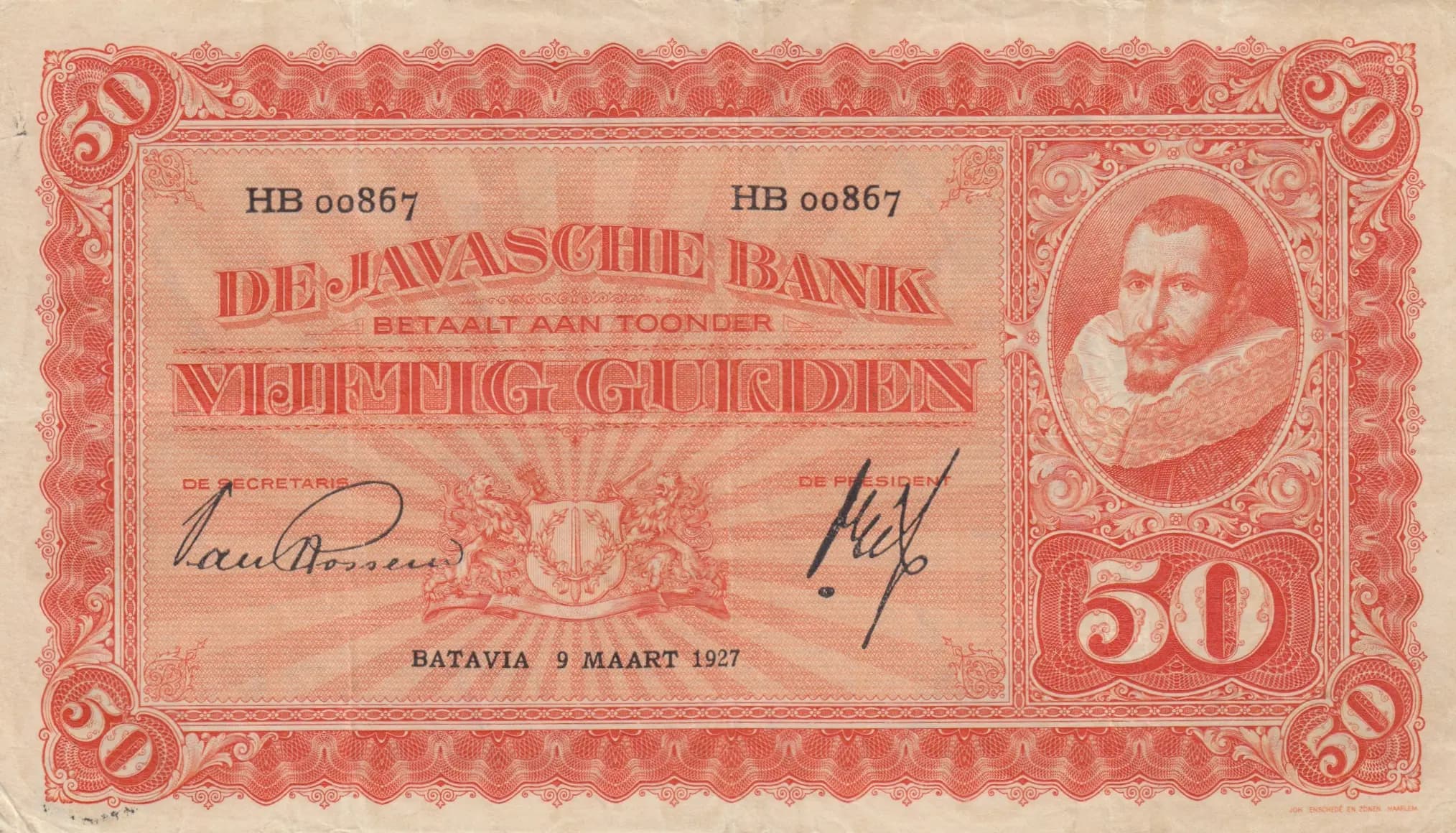 50 gulden 1927 from Netherlands Indies, P-72a (1927) — image 1