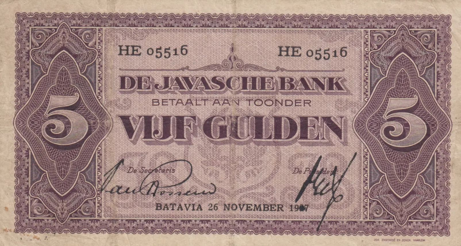 5 gulden 1927 from Netherlands Indies, P-69a