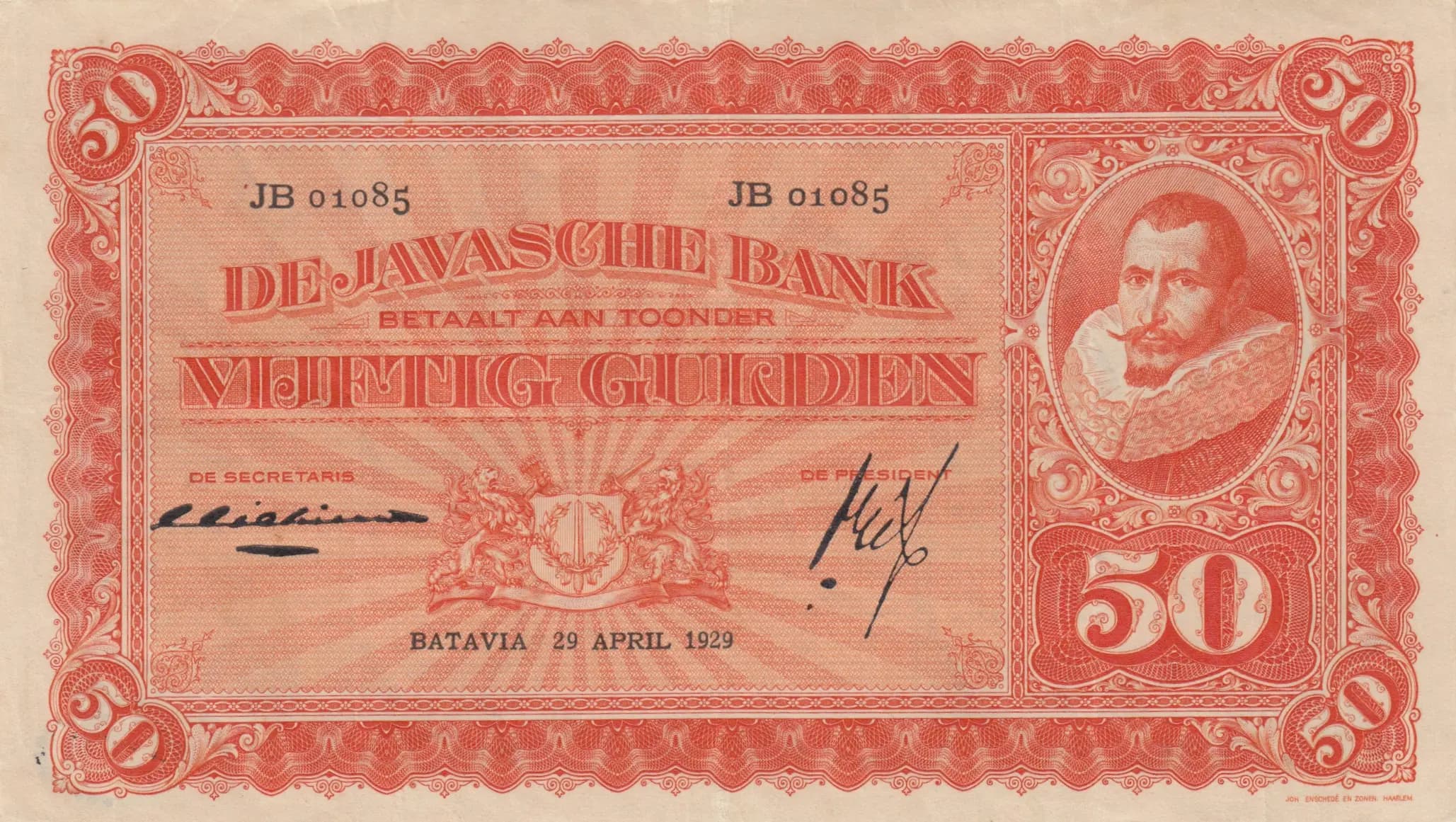 50 gulden 1929 from Netherlands Indies, P-72b
