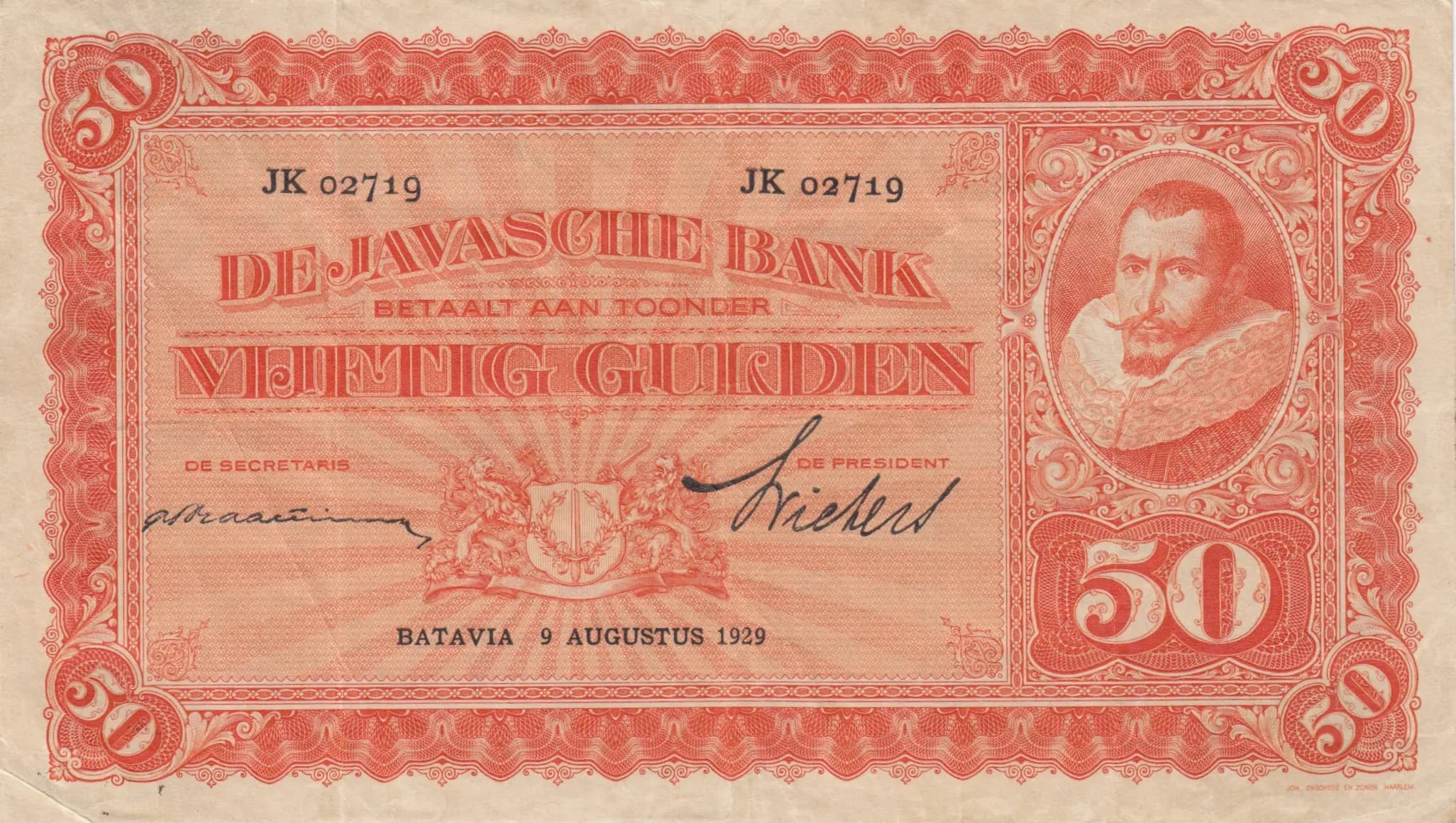 50 gulden 1929 from Netherlands Indies, P-72c