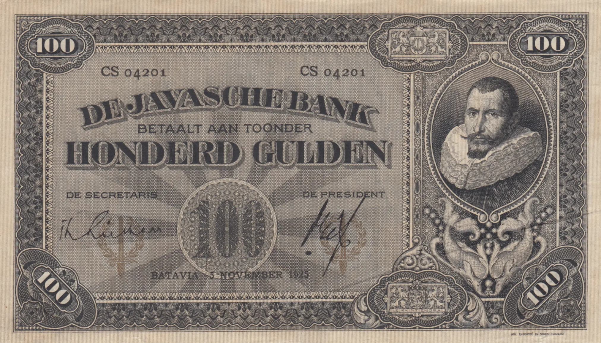 100 gulden 1925 from Netherlands Indies, P-73a