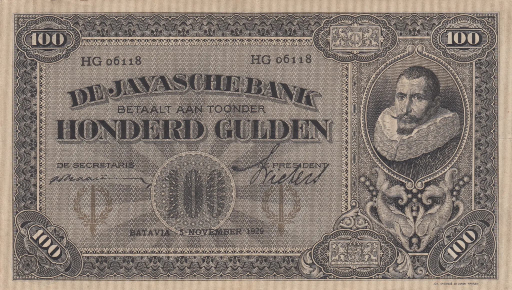 100 gulden 1929 from Netherlands Indies, P-73c