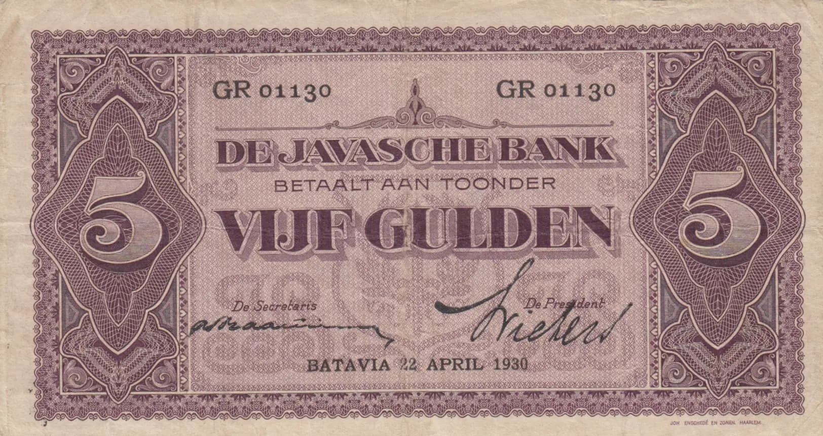 5 gulden 1930 from Netherlands Indies, P-69c