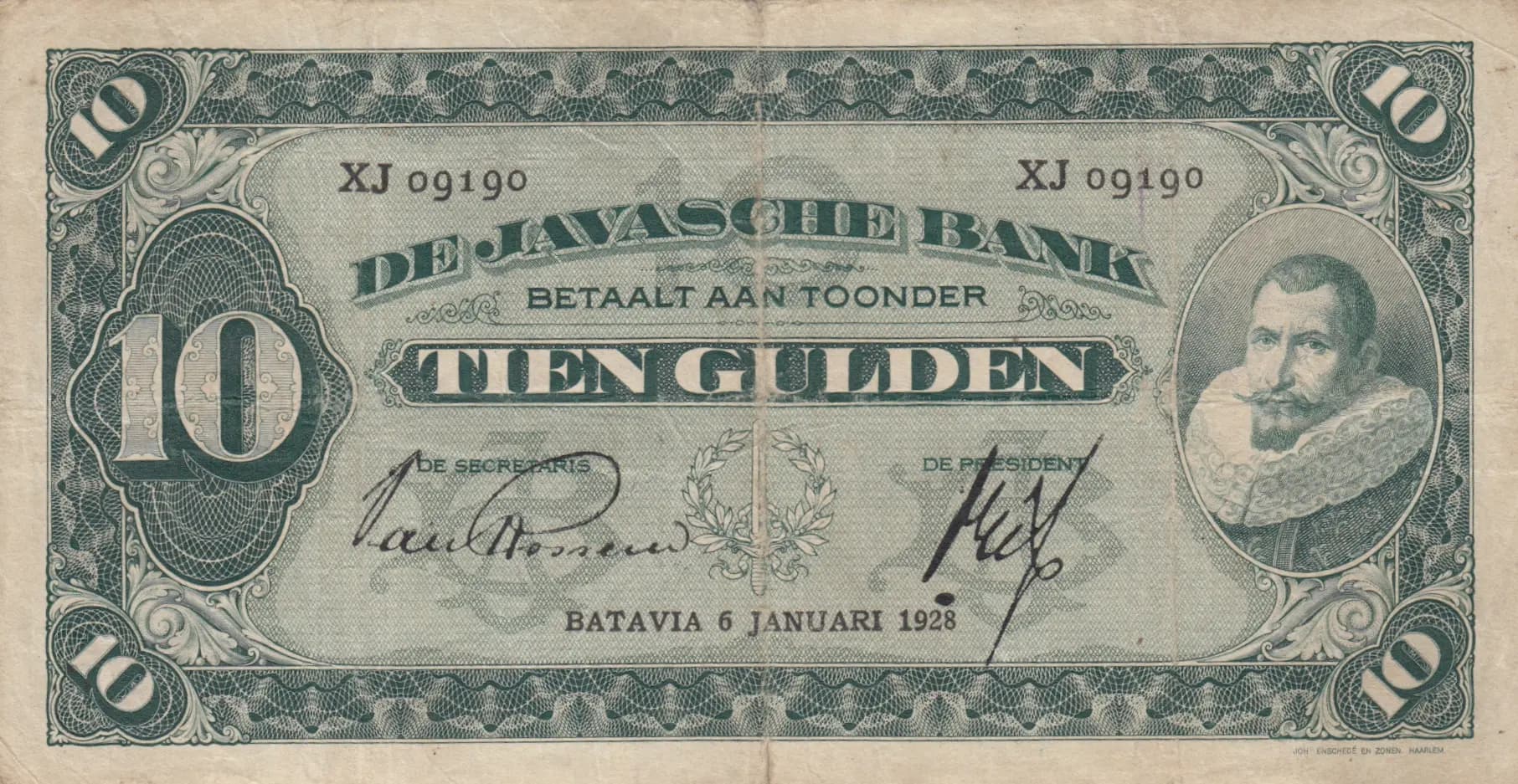 10 gulden 1928 from Netherlands Indies, P-70a