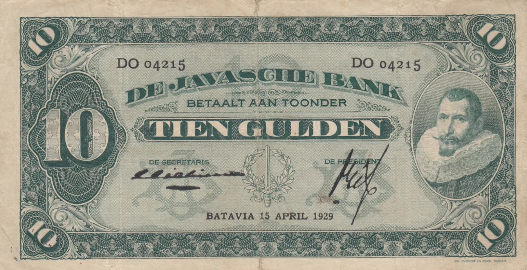 10 gulden 1929 from Netherlands Indies, P-70b