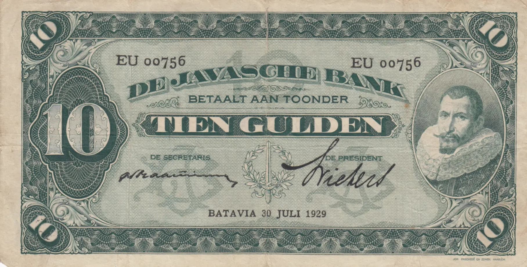 10 gulden 1929 from Netherlands Indies, P-70d (1929) — image 1