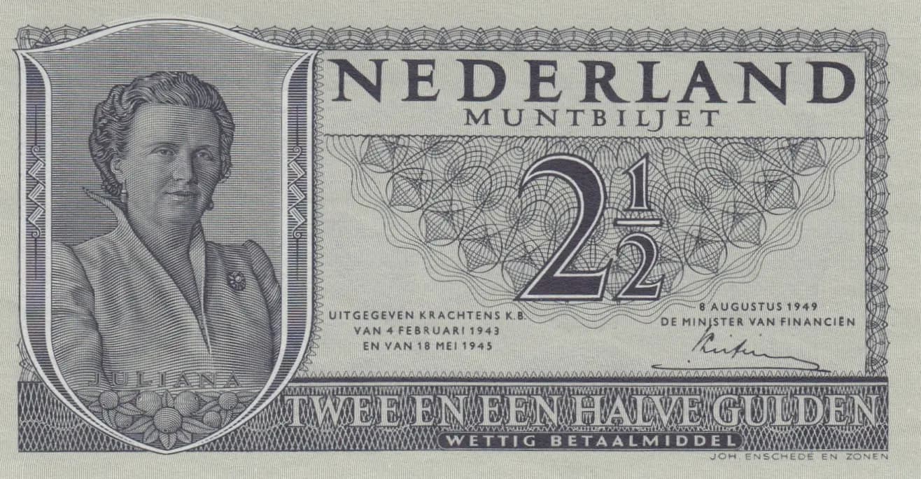 2 1/2 gulden 1949 from Netherlands, P-73 (1949) — image 1