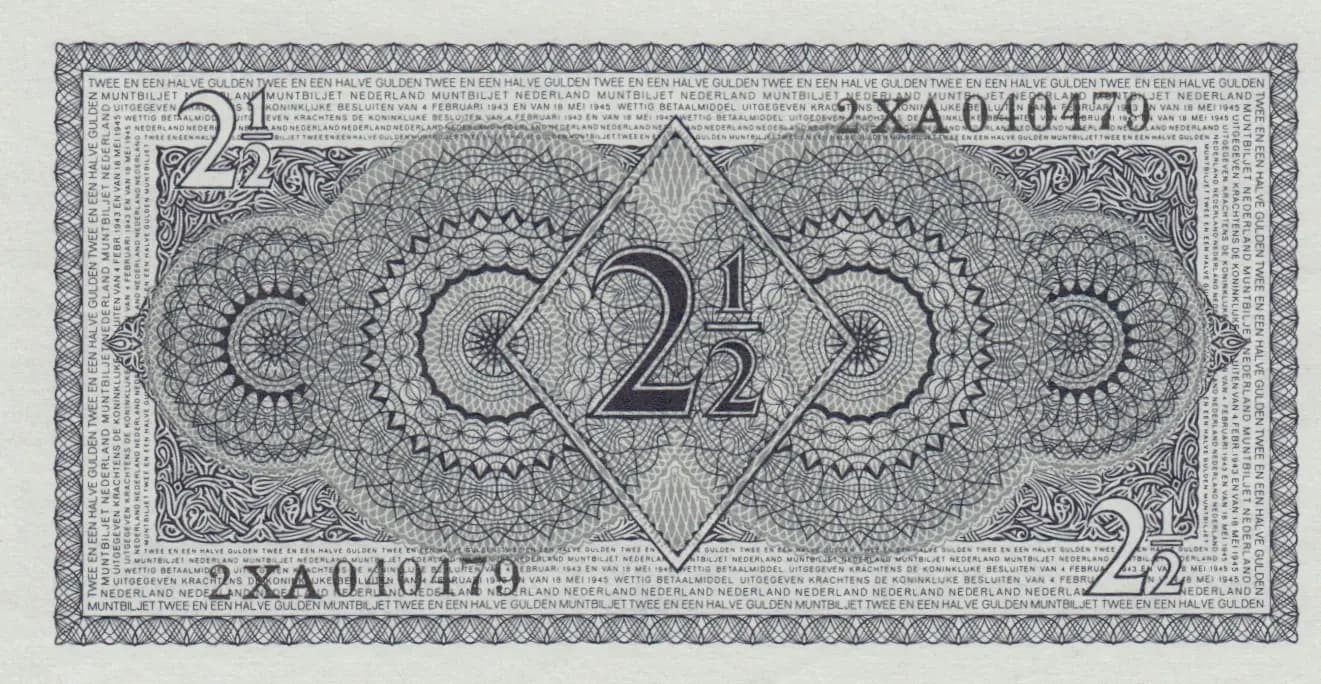 2 1/2 gulden 1949 from Netherlands, P-73 (1949) — image 2