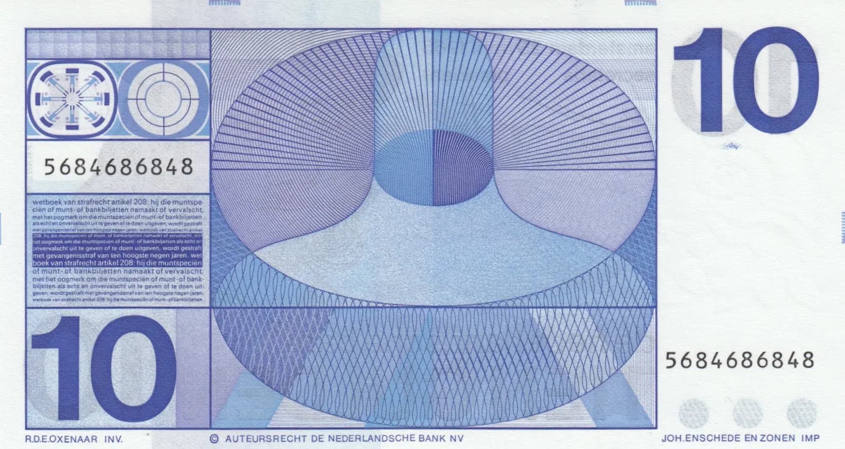 10 gulden 1966 from Netherlands, P-91b (1966) — image 2