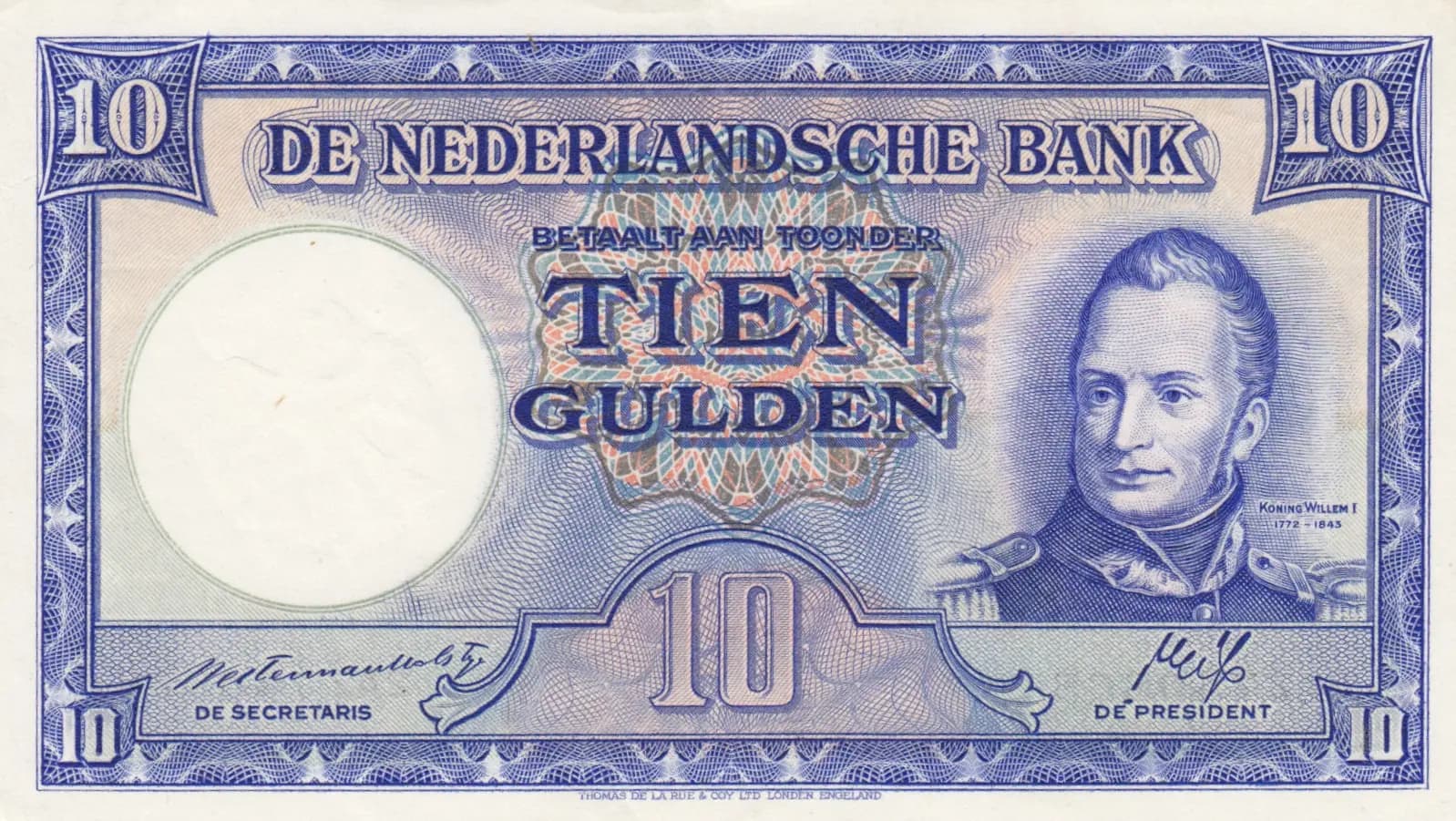 10 gulden 1945 from Netherlands, P-75b (1945) — image 1