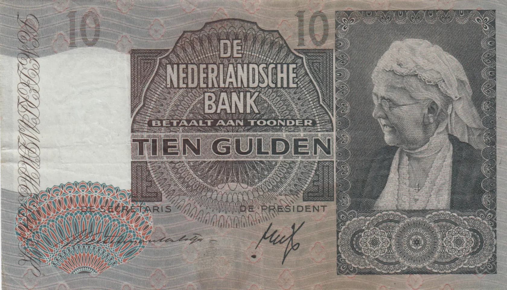 10 gulden 1940 from Netherlands, P-53