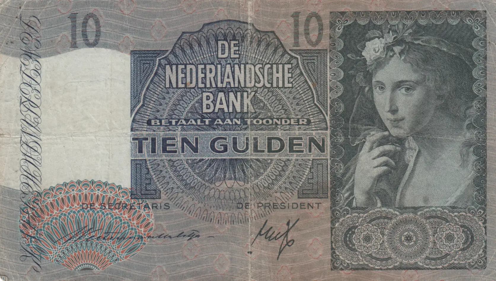 10 gulden 1940 from Netherlands, P-56a