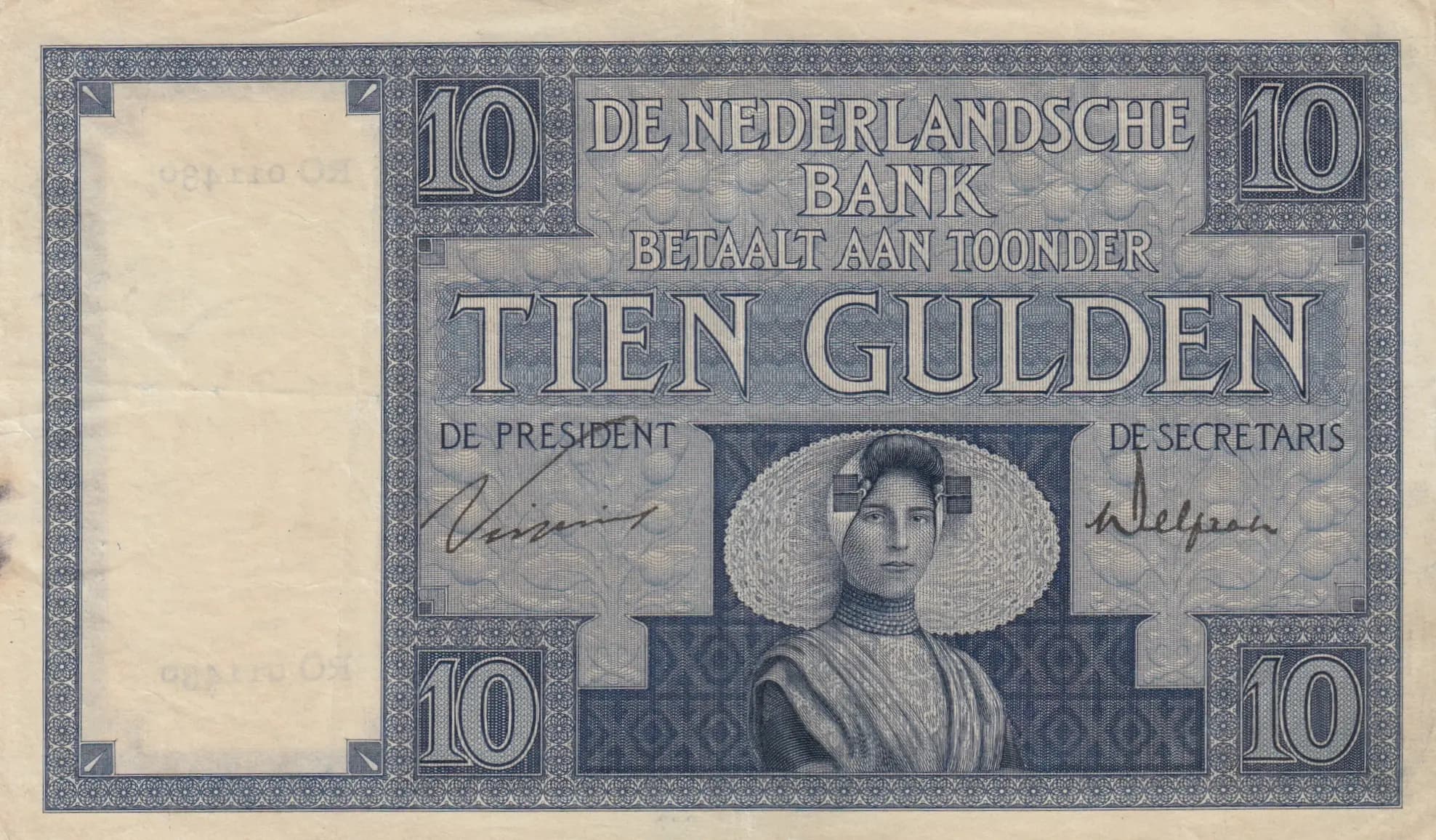 10 gulden 1929 from Netherlands, P-43b