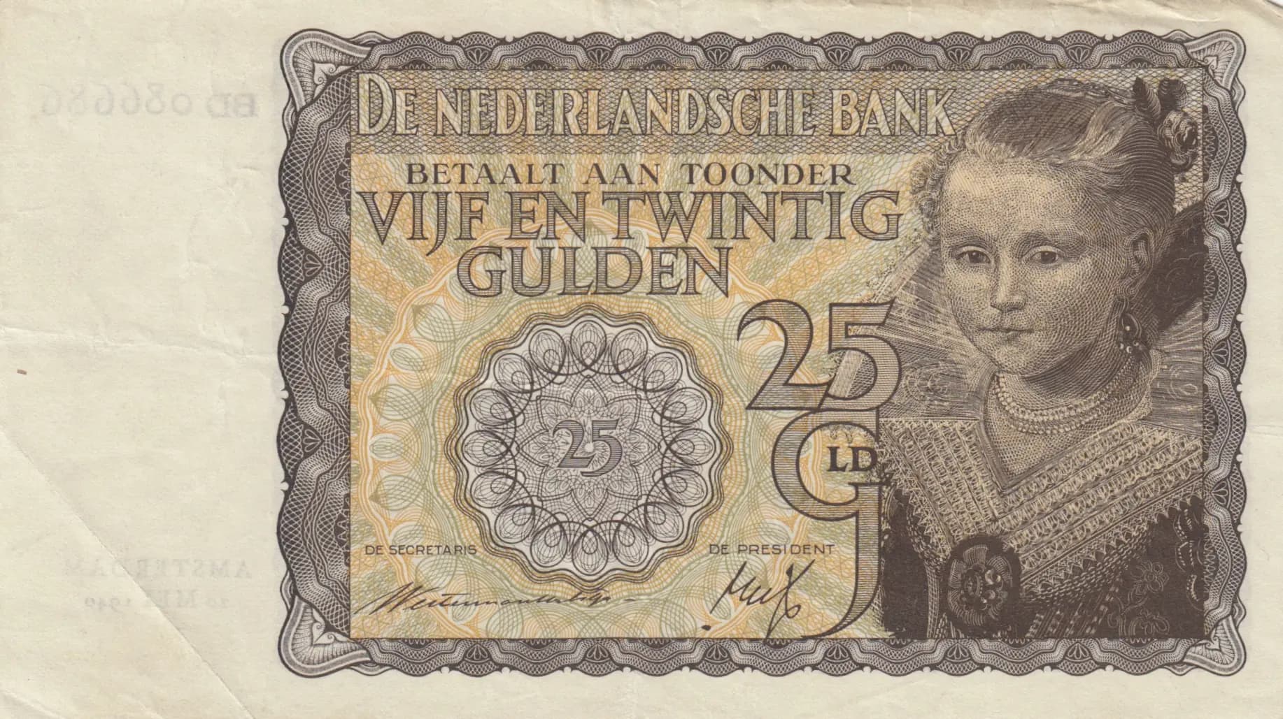 25 gulden 1940 from Netherlands, P-57 (1940) — image 1